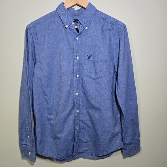 American Eagle Outfitters Classic Fit Men's Blue Medium Button-Down Shirt - Picture 1 of 10
